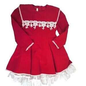 Vintage Gunne Sax by Jessica McClintock Red Burgundy Crochet Lace Dress USA